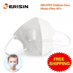Erisin ES120 N95 FFP2 niños máscara facial filtro 95% PM2.5 no tejido polvo/gotas a prueba de boca respirador protección CE pasado plegable