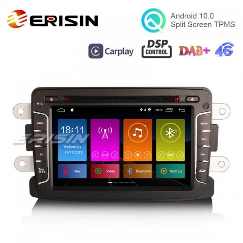 Erisin ES3029D 7" DAB + Android 10.0 Autoradio GPS CarPlay DSP pour Renault Dacia Duster Sandero Dokker Lodgy