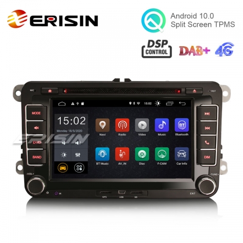 Erisin ES2655V 7" Android 10.0 Car Radio DVD GPS Sat 4G Wifi DSP for VW Seat Skoda