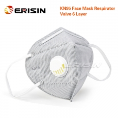 Erisin es121 n95 kn95 ffp2 p2 máscara protetora respirador válvula reutilizável 6ply 95% filtro anti-poeira