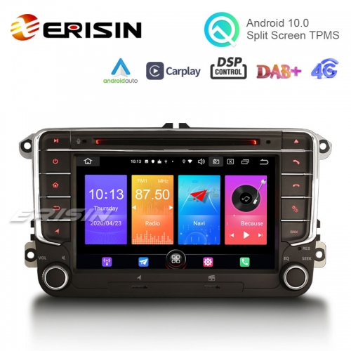 Erisin ES2758V 7" Quad-Core Android 10.0 Car Multimedia with GPS/WiFi/TPMS-IN/DVR-IN/DTV-IN/DAB-IN for VW Skoda Seat