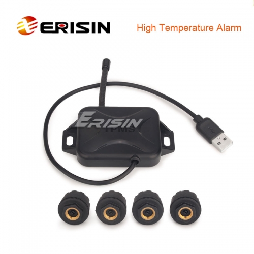 Erisin ES341 Módulo USB TPMS Presión de los neumáticos 4 sensores para Android 6.0 / 7.1 / 8.0 / 8.1/9.0/10.0/11.0  Unidades estéreo