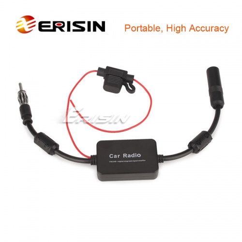 Erisin ES162 FM/AM Signal Amplifier Anti-interference Car Radio Antenna Universal Radio Booster Din Type