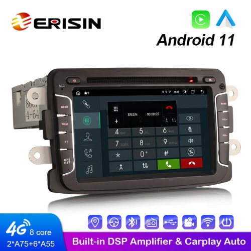 Erisin ES8629D Android 11.0 Car DVD Player For Renault/Dacia Duster Sandero Logan Lada Xray 2 Wireless CarPlay & Auto 4G WiFi DSP Stereo