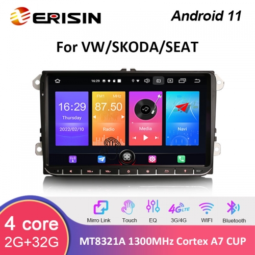 Erisin ES2728VN 9" DAB+ Android 11 Car Stereo SatNav WIFI Auto Radio GPS for VW Passat Golf 5 Touran Polo Seat