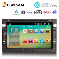 Erisin ES8186V 7" Android 11.0 Car Stereo for VW Golf Passat Polo Bora Seat Peugeot 307 DSP CarPlay & Auto GPS TPMS DAB+ 4G 64G