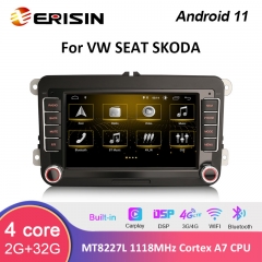 Erisin ES3135V 7" VW UI Android 11.0 Auto Multimedia Sytem GPS For VW Vento Passat Polo MK5/6R T5 Multivan WiFi DSP CarPlay TPMS DVR DAB+ Car Radio