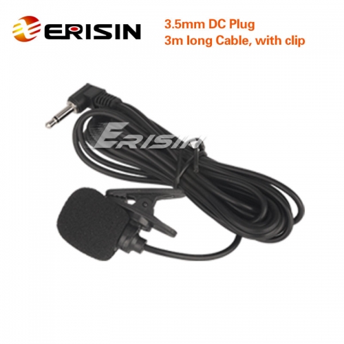 Erisin ES009 Mono Extemal Microphone 3.5mm DC Plug with Clip For Car Radio Stereo DVD Player