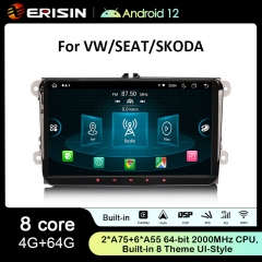 ES8998V 9" IPS Screen Android 12.0 Car Stereo GPS SatNav Radio For VW Sharan Jetta Seat Skoda DSP 4G LTE Wireless CarPlay Auto Bluetooth