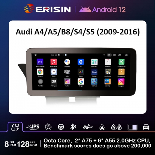 Erisin ES4674AL 12.3" IPS Screen Android 12.0 Car Stereo For Audi A4/A5/B8/S4/S5 (2009-2016) DSP Carplay Auto Radio 4G LTE 8G 128GB