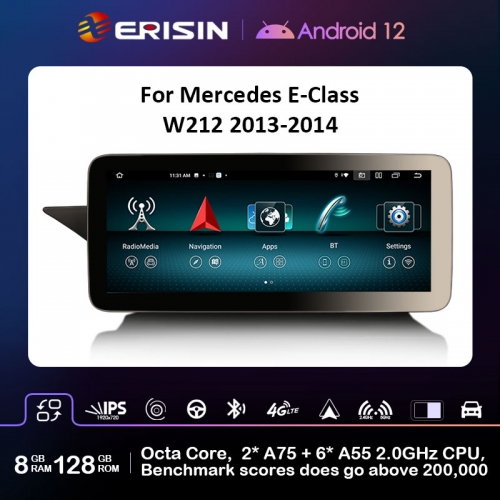 Erisin ES46E45L 12.3" Android 12.0 Car Multimedia Screen Upgrade GPS For E-Class W212 S212 2013-2015 with NTG 4.5 System WiFi 4G BT CarPlay Auto