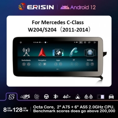 Erisin ES46C45R Right-Hand-Drive Android 12.0 Car Multimedia Screen Upgrade GPS For Benz C-Class W204 S204 2011-2014 with NTG 4.5 System WiFi 4G BT Ca