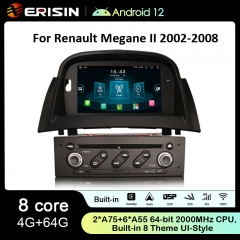 Erisin ES8936M 7" IPS Screen Android 12.0 Car Radio CarPlay & Auto GPS 4G DAB+ DSP For Renault Megane II DVD Stereo