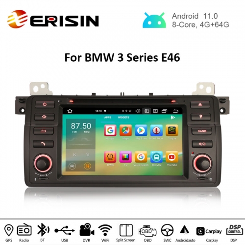 Erisin ES8162B 7" BMW E46 Car DVD Player 64G Android 11.0 Car Stereo DSP CarPlay & Auto GPS TPMS DAB+ 4G