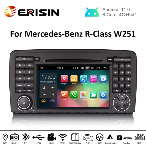 Erisin ES8181R 7" Android 10.0 Car DVD for Mercedes Benz R-Class W251 CarPlay & Auto GPS DAB+ DSP OBD Mulitmedia