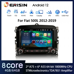 Erisin ES8554L 7" Android 12.0 Car Multimedia For Fiat 500L Stereo Wireless CarPlay Auto Radio Bluetooth 4G SIM Card SWC DTV DSP