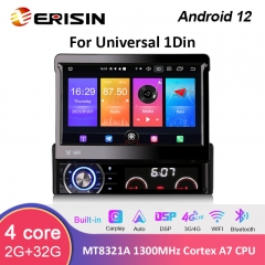 Erisin ES2790U 7inch ISO 1 IDn Universal Unit Android 12.0 Car DVD Player GPS Navigation TPMS BT WiFi DAB Wireless CarPlay DSP System