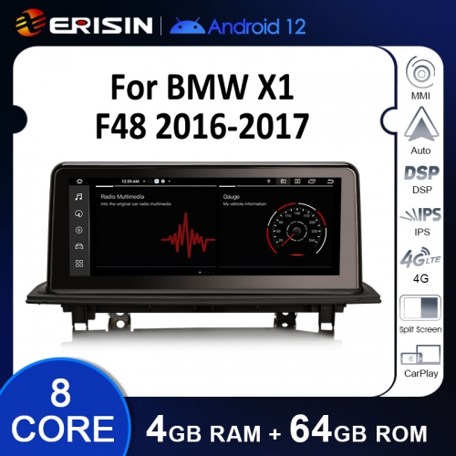 Erisin ES3848N IPS Auto Radio Android 12.0 Car Multimedia Screen GPS Navigation Carplay BMW X1 F48 NBT 4G WiFi DSP Stereo