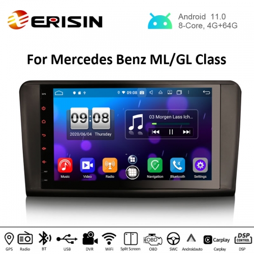 Erisin ES8794L 9" Octa-Core Android 11.0 Car Multimedia CarPlay & Auto GPS TPMS DTV for Mercedes Benz ML-Class W164 GL-Class X164