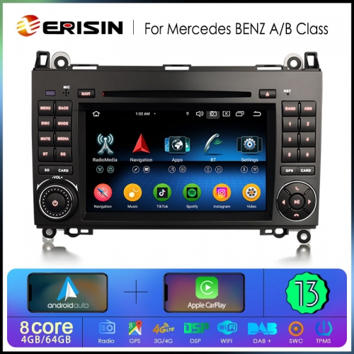 Erisin ES6772B Android 13.0 Car Stereo DVD For Mercedes-Benz A/B Class Sprinter Viano Vito GPS Navi CarPlay Auto Radio DSP 4G LTE BT5.0