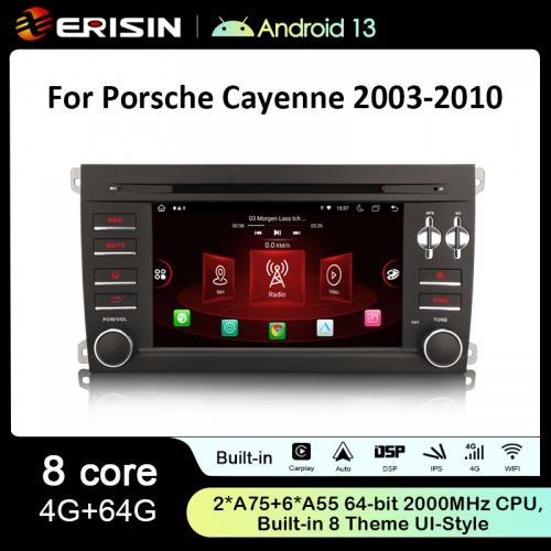 Erisin ES8914C 7" IPS Screen 8-Core Android 13.0 Car DVD Player GPS For Porsche Cayenne 4G LTE DPS Wireless CarPlay Auto Radio