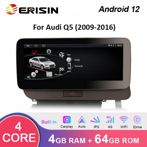 Erisin ES3675QH 10.25" Android 12 Audi Q5 High Configuration Car Stereo Radio GPS SatNav WiFi 4G LTE Wireless Carplay Auto IPS Screen