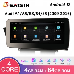 Erisin ES3674A 10.25 Wireless Carplay Android 12 Автомобильная стереосистема GPS SatNav для Audi A4/A5/B8/S4/S5 WiFi 4G SIM TPMS DVR DAB + IPS OEM Рад