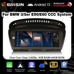 Erisin ES3360C Qualcomm Snapdragon Android 13 Car Stereo for BMW CCC E90 E91 E92 E93 E60 E61 E63 E64 GPS Satnav BT5.0 CarPlay AUTO WiFi DSP