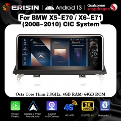 Erisin ES3370I 10.25 HD 2K IPS Android 13 Car Stereo for BMW BMW X5 E70 X6 E71 CIC GPS Satnav Bluetooth 5.0 CarPlay Android AUTO WiFi
