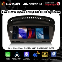 Erisin ES3360I 2K IMAX IPS Android 13 Qualcomm Snapdragon Car Stereo GPS for BMW E90 E91 E92 E93 E60 E61 E63 E64 Satnav BT5.0 CarPlay AUTO WiFi DSP