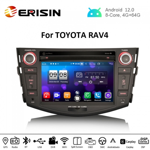 Erisin ES8724R 7" Octa-Core Android 12.0 Car DVD GPS CarPlay & Auto GPS TPMS DVR for TOYOTA RAV4 2012
