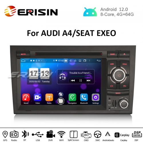 Erisin ES8738A 7" DSP Android 12.0 Car DVD Stereo for Audi A4 S4 RS4 B9 B7 SEAT EXEO CarPlay Auto GPS 4G DAB+