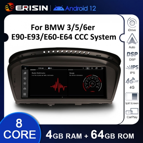 Erisin ES3860C IPS Android 12 Car Stereo GPS For BMW E90 E91 E92 E93 E60 E61 E63 E64 CCC Carplay Auto Radio WiFi 4G DSP System