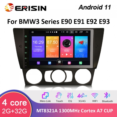 Erisin ES2730B 9" Android 11.0 OS Car GPS Sat for BMW E90 Saloon/Sedan E91 Touring E92 Coupe E93 Convertible/Cabrio Stereo WiFi Bluetooth