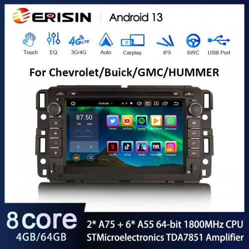 Erisin ES8574C DSP Android 13.0 Car Stereo GPS Navi For Chevrolet Buick GMC HUMMER Multimedia DVD OnStar System CarPlay & Auto