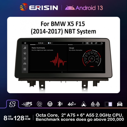 Erisin ES4648N 8G+128G Android 13.0 IPS Car Stereo For BMW X1 F48 NBT Car Multimedia Player Screen Upgrade GPS WiFi 4G CarPlay Android Auto SWC