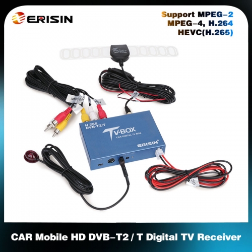 Erisin ES336 Car Mobile HD DVB-T2/T Digital TV Receiver Support MPEG-2, MPEG-4, H.264, HEVC(H.265)  USB 2.0 Remote Control