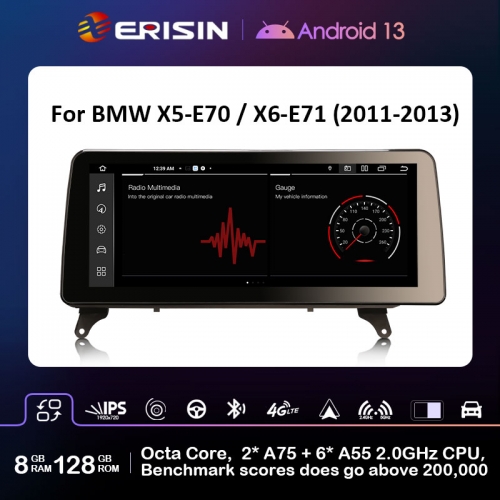 Erisin ES4670IR Right-Hand-Drive Android 13.0 Car Multimedia Player Screen Upgrade GPS For BMW X5 E70 BMW X6 E71 CIC Carplay Auto SWC Wifi IPS