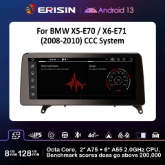 Erisin ES4670CL Android 13.0 Car Multimedia Player Screen Upgrade GPS For BMW X5 E70 BMW X6 E71 CCC Carplay Auto SWC Wifi IPS DSP
