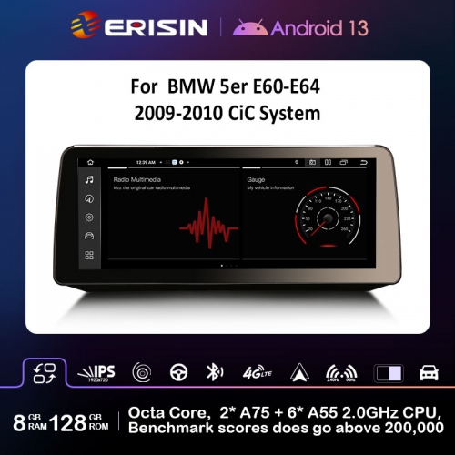 Erisin ES4660i 8G+128G IPS Android 13.0 Car Stereo GPS Radio For BMW 5 Series E60 E61 CIC WiFi 4G LET CarPlay Android Auto SWC