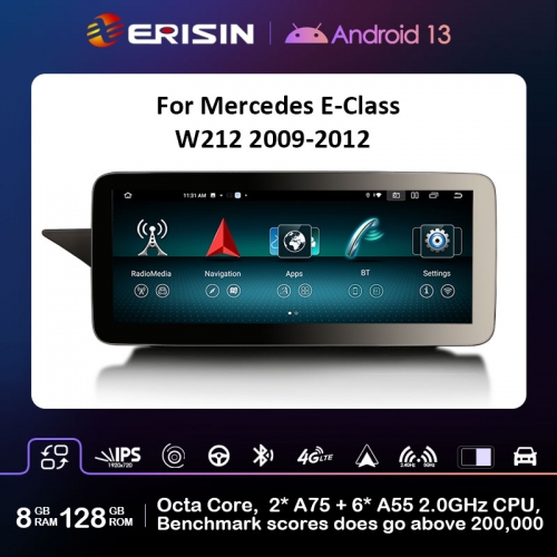 Erisin ES46E40L 12.3 Android 13.0 Car Multimedia GPS For Benz E-Class W212 / S212 2009-2012 with NTG 4.0 System WiFi 4G BT CarPlay Auto