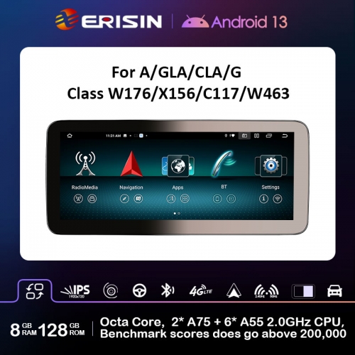 Erisin ES46GA50 Android 13 Car Stereo For Benz CLA-C117 GLA-X156 A-W176 G-W463 NTG 5.0 APS CarPlay Android Auto Car Multimedia Player Screen Upgrade G
