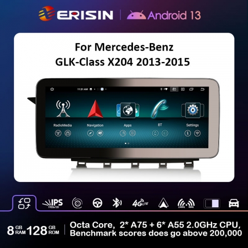 Erisin ES46GK45L Android 13 Car Screen Upgrade GPS For Mercedes Benz GLK X204 NTG 4.5 System APS CarPlay Android Auto DSP WiFi DAB+ SWC 128G