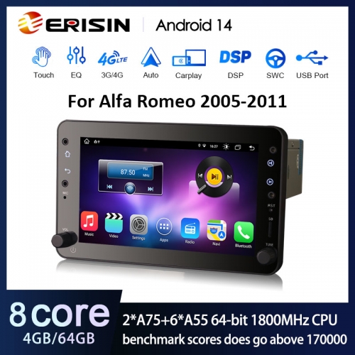 Erisin ES8820R IPS Screen 7" Android 14.0 Car Stereo For Alfa Romeo GPS Navi Wireless Carplay Auto Radio Multimedia 4G LTE WiFi