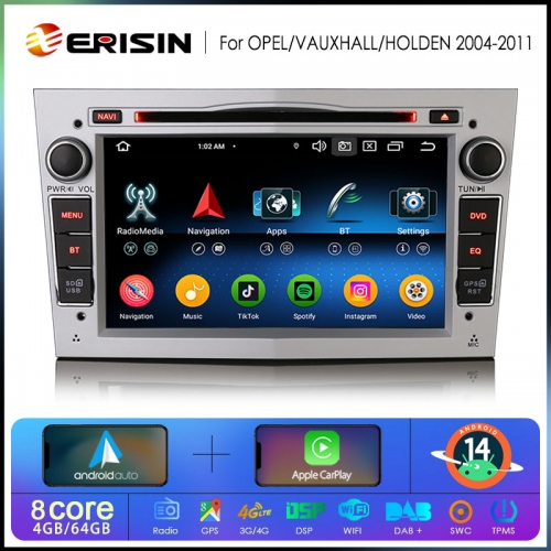Erisin ES6760PS Android 14.0 Car Stereo DVD For Opel VAUXHALL HOLDEN GPS Navi Wireless CarPlay Auto Radio DSP 4G LTE BT5.0 Multimedia