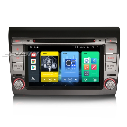 Erisin ES8971F 7" IPS Screen 8 Core Android 14.0 Car DVD Player GPS 4G LTE DPS Wireless CarPlay Auto Radio For Fiat Bravo