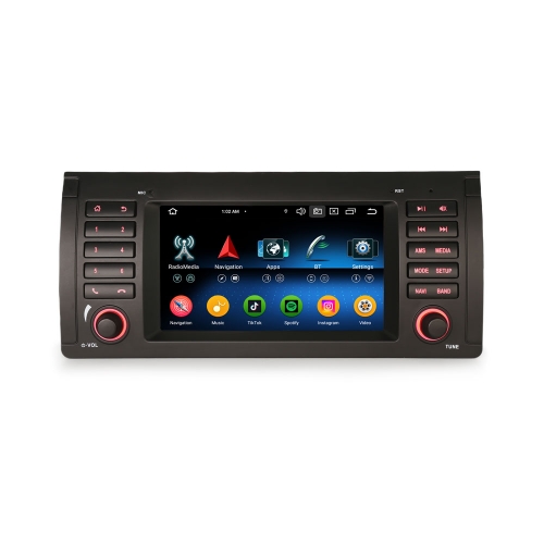 Erisin ES5753B IPS Screen Android 14.0 Car Stereo GPS SatNav Radio For BMW X5 E53 DSP 4G LTE WiFi Wireless CarPlay Auto Bluetooth 5.0