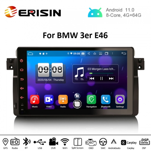 Erisin ES8796B 9" Android 11.0 Car Stereo for BMW E46 PX5 DSP 64G CarPlay & Auto GPS 4G DAB+ WiFi Sat Nav
