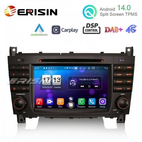 Erisin ES8718C 7" DSP Android 14.0 Car GPS DVD For Benz C/CLC/CLK Class W203 W209 Stereo CarPlay & Auto GPS 4G DAB+