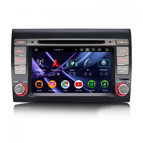 Erisin ES9171F 8G+128G DSP Android 16.0 Car DVD CarPlay & Auto GPS TPMS DAB+ Canbus IPS for Fiat Bravo 2007-2014 Stereo 4G WiFi Multimedia